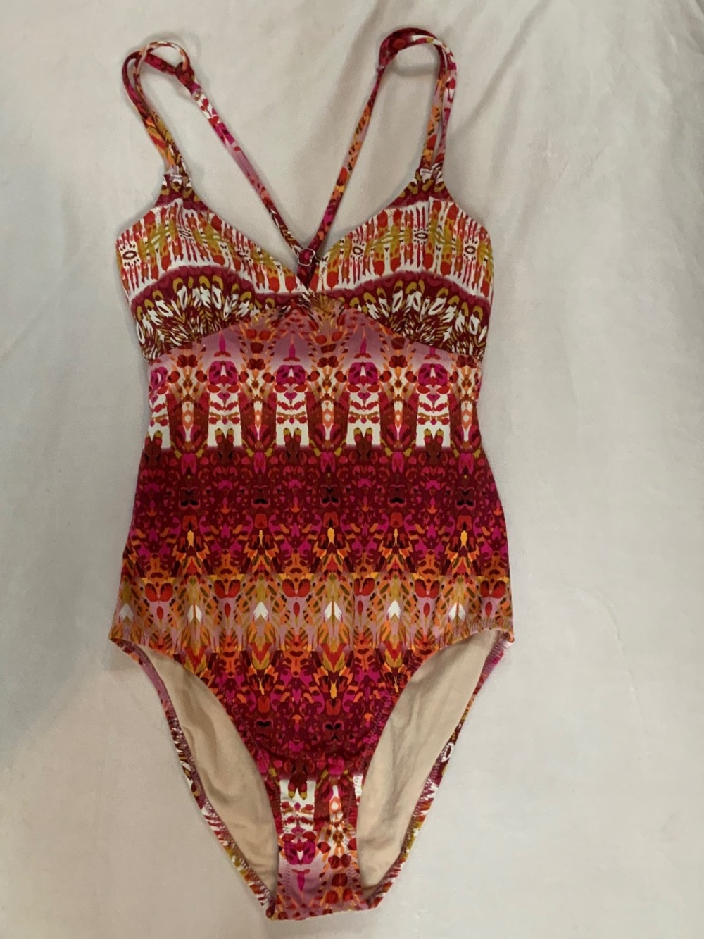 Garnet Hill 10 One piece Bathing Suit Bohemian Ikat Swim Beach Travel Resortwear